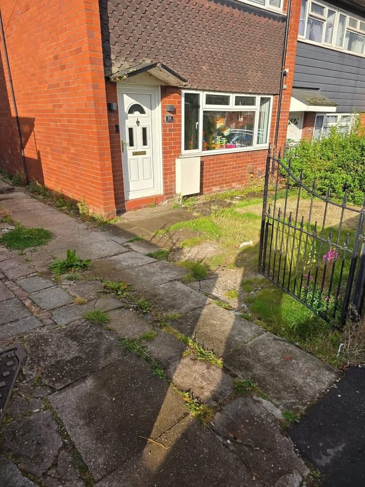 Cracked concrete path replaced — before